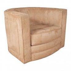 Pair of barrel back upholstered swivel chairs